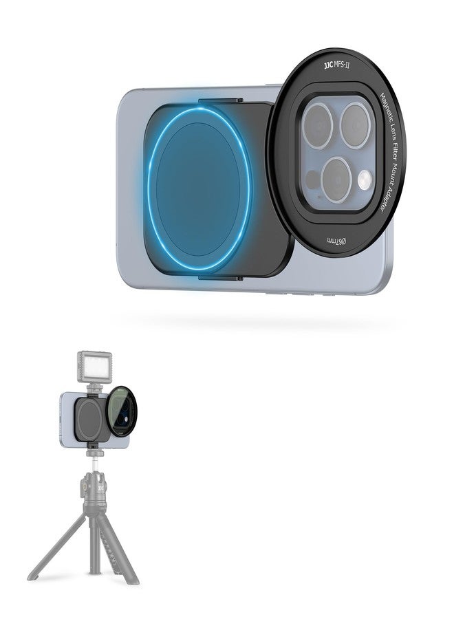 جي جي سي محول تثبيت عدسة مغناطيسي عالمي 67 مم لأجهزة iPhone 16 و 15 و 14 Pro Max Plus، حامل عدسة مغناطيسي مزدوج الجوانب لأجهزة iPhone مع برغي 1/4 بوصة وقاعدة تثبيت باردة لتسجيل الفيديو (بدون فلتر) - Image 1